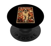 Perro San Bernardo 80s Rock Music Rockstar PopSockets PopGrip Adhesivo