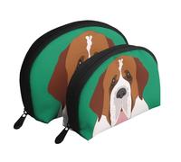 Perro San Bernardo, Bolsa de Maquillaje de Concha, Monedero pequeño para Mujer, Bolsa de artículos de tocador, Bolsa de cosméticos, 2 Piezas