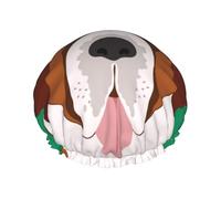 Perro San Bernardo,Gorro de ducha, gorro de noche, gorro de baño elástico impermeable de doble capa, reutilizable para el cabello.