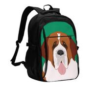 Perro San Bernardo, Mochila de viaje informal para portátil con puerto de carga USB para hombres y mujeres.