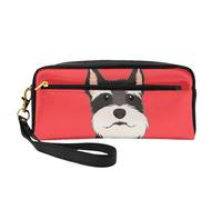 Perro Schnauzer Amigo, Bolsa de Maquillaje Bolsa de cosméticos Bolsa de Aseo de Viaje portátil Estuche de Cuero para Mujeres y niñas