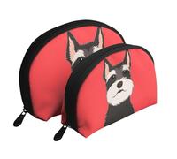 Perro Schnauzer Amigo, Bolsa de Maquillaje de Concha, Monedero pequeño para Mujer, Bolsa de artículos de tocador, Bolsa de cosméticos, 2 Piezas