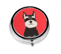 Perro Schnauzer amigo, Pastillero, Pastillero redondo Pequeño contenedor de pastillas Organizador de pastillas de viaje