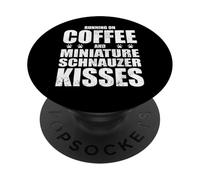 Perro Schnauzer en Miniatura con Texto Retro Que Dice café Amor dueño de Perro PopSockets PopGrip Adhesivo