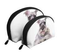 Perro Schnauzer Lindo, Bolsa de Maquillaje de Concha, Monedero pequeño para Mujer, Bolsa de artículos de tocador, Bolsa de cosméticos, 2 Piezas