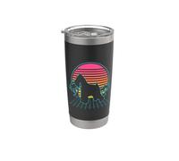Perro Schnauzer Miniatura Vintage Años 80 Estética Vaporwave Vaso térmico de acero inoxidable de doble pared