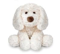 Perro sentado bonito orejas largas peluche suave y esponjoso peluche cachorro adorable cojín kawaii para niños adultos niñas compañero de abrazos regalo de cumpleaños decoración hogar 30 cm Blanco