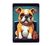 Perro Sentado Muy Bien Educado Carteles De Pared De Metal Retro Cartel De Chapa Divertida Pared Muestra Placa para Pub Salón Tienda