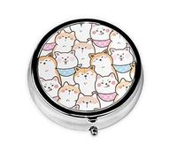 Perro Shiba Inu Akita de dibujos animados, pastillero, pastillero cuadrado para bolsillo o monedero, pastillero pequeño, organizador de pastillas de viaje