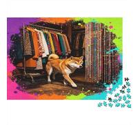 Perro Shiba Inu Armario Puzzle de 1000 Piezas Papel para Adultos Ropero Colorido Puzzle para Toda la Familia Relax Regalo 70x50cm/1000pcs