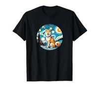 Perro Shiba Inu, lindo para mamá y papá, estilo Van Gogh Starry Night Camiseta