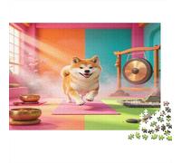 Perro Shiba Inu Puzzle de 1000 Piezas Sala de Meditación Zen Puzzle para Adultos Papel Decoración Relax Regalo 70x50cm/1000pcs