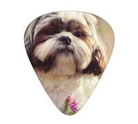 Perro Shih Tzu,12 púas de guitarra, 3 grosores diferentes para guitarra acústica, bajo y ukelele