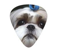Perro Shih Tzu,12 púas de guitarra, 3 grosores diferentes para guitarra acústica, bajo y ukelele