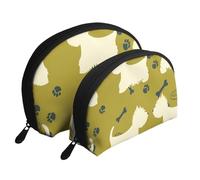 Perro Silueta Oeste Highland Animal Oeste, Bolsa de Maquillaje de Concha, Monedero pequeño para Mujer, Bolsa de artículos de tocador, Bolsa de cosméticos, 2 Piezas