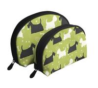 Perro Silueta Scottie Westie Nivel, Bolsa de Maquillaje de Concha, Monedero pequeño para Mujer, Bolsa de artículos de tocador, Bolsa de cosméticos, 2 Piezas