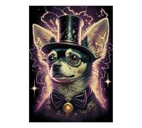 Perro sombrero de nudo 1000 piezas mini rompecabezas para adultos difícil | 70 x 50 cm Papel Decoración Sala Corte Preciso Regalo Amigo Relajación Espíritu