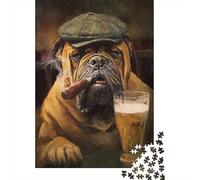 Perro Sombrero Puzzle de 1000 Piezas Puzzle para Adultos Taza Café Relajación Regalo Hogar 52x38cm/1000pcs