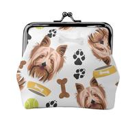 Perro Sonriente Yorkshire Terrier,Monedero de Piel sintética, Carteras pequeñas, Monedero con Cierre de Broche