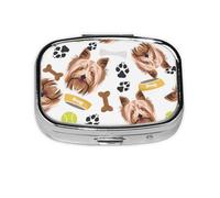 Perro Sonriente Yorkshire Terrier, Pastillero cuadrado para bolsillo o monedero, pequeño contenedor de pastillas, organizador de pastillas de viaje