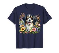 Perro Spaniel Tibetano Verano Flores Silvestres Obra De Arte Camiseta