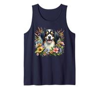 Perro Spaniel Tibetano Verano Flores Silvestres Obra De Arte Camiseta sin Mangas