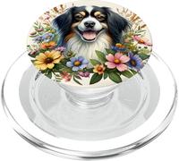 Perro Spaniel Tibetano Verano Flores Silvestres Obra De Arte PopSockets PopGrip para MagSafe