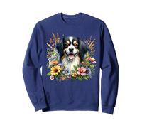 Perro Spaniel Tibetano Verano Flores Silvestres Obra De Arte Sudadera