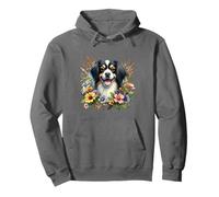 Perro Spaniel Tibetano Verano Flores Silvestres Obra De Arte Sudadera con Capucha