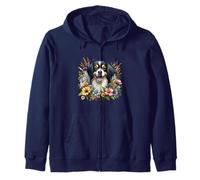 Perro Spaniel Tibetano Verano Flores Silvestres Obra De Arte Sudadera con Capucha