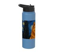 Perro Spitz finlandés Van Gogh Noche estrellada Stainless Steel Insulated Water Bottle