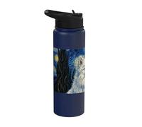 Perro Spitz japonés Van Gogh Noche estrellada Stainless Steel Insulated Water Bottle