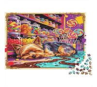 Perro Tienda de Dulces Puzzle de 1000 Piezas Papel para Adultos Escena Colorida de Golosinas Puzzle para Toda la Familia Relajación Hogar Regalo 70x50cm/1000pcs