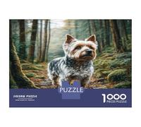 Perro Tierno Papel Yorkie en Camino de Bosque Set de Rompecabezas Estimulante Mental Regalo Secreto de Santa 38x26cm/1000pcs
