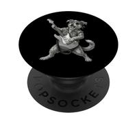 Perro Tocando La Guitarra Rock & Roll Perros Música Rockera PopSockets PopGrip Adhesivo