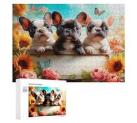 Perro Toro Puzzles 300 Piezas Portátil Estera Cute Perro Pet Rompecabezas 3D para Adultos Y Niños A 12 Años Aliviar Estrés DIY Creativo Decoración del Hogar 300 PCS