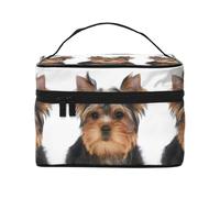 Perro Un Cachorro del Yorkshire Terrier Se Encuentra En Blanco Pequeño Yorkie Adorable, Bolsa de Maquillaje Bolsa de cosméticos Bolsa de Aseo de Viaje portátil Estuche para lápices