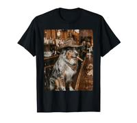 Perro Vaquero fumando cigarro en Bar Divertido Frontera Collie Camiseta