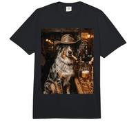 Perro Vaquero fumando cigarro en Bar Divertido Frontera Collie Comfort Colors Adult Heavyweight T-Shirt