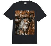 Perro Vaquero fumando cigarro en Bar Divertido Frontera Collie Comfort Colors Adult Heavyweight T-Shirt