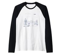 Perro vaquero mira fijamente OVNI en Desert Scene Western Camiseta Manga Raglan