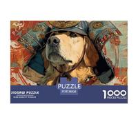 Perro Vintage con Gorro Militar Puzzle de 1000 Piezas Papel para Adultos Estilo Arte Retro Decoración Relajación Regalo Familiar 38x26cm/1000pcs