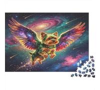 Perro Volador en Galaxia Colorida Puzzle de 1000 Piezas Papel para Adultos Escena Espacial fantástica Juego de Puzzle 1000 Piezas Decoración Hogar Relajación Regalo Festivo 38x26cm/1000pcs
