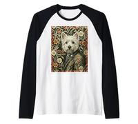 Perro Westie Victorian Gentleman Floral Camiseta Manga Raglan