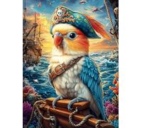 Perroquet Avec un Chapeau de Pirate Rompecabezas 300 Piezas Cartón Resistente para Mayores Mitos Animal Planta Mejora Atención Entrenamiento Memoria Diversión Grupal Detalle De Regalo 300 PCS