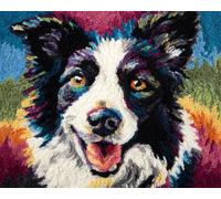 Perros Animales Alfombra Anudada Para Hacer Border Collie De Color Kit Para Hacer Alfombras Diy Para Adultos Y Niños，Kits De Punto De Cruz，Bordado De Tapiz Para Principiantes，Decoración 23x16in