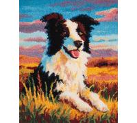 Perros Animales Alfombra Anudada Para Hacer Border Collie De Dibujos Animados Manualidades Para Hacer Alfombras Diy Para Adultos Con Lienzo Impreso A Color，Juego De Bordado A Crochet，De 35x46in