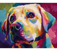 Perros Animales Alfombra Anudada Para Hacer Labrador Retriever Colorido Kit De Costura De Crochet，Kits Clásico De Alfombras Con Aguja De Pestillo Para Adultos，Set De Manualidades 3D Par 21x29in