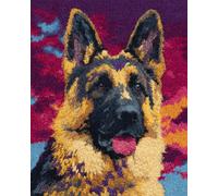 Perros Animales Alfombra Anudada Para Hacer Pastor Alemán De Dibujos Animados Kits De Ganchillo Para Alfombras Grandes Para Adultos Y Principiantes，Kit De Crochet Diy Tapices，Bordado Pa 23x35in