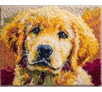 Perros Animales Alfombra Anudada Para Hacer Retrato De Un Golden Retriever Juego De Alfombras Diy Con Tapete De Lona Impreso，Hilo De Ganchillo，Bordado，Gancho Y Pestillo，Tapiz Para Decor 23x35in